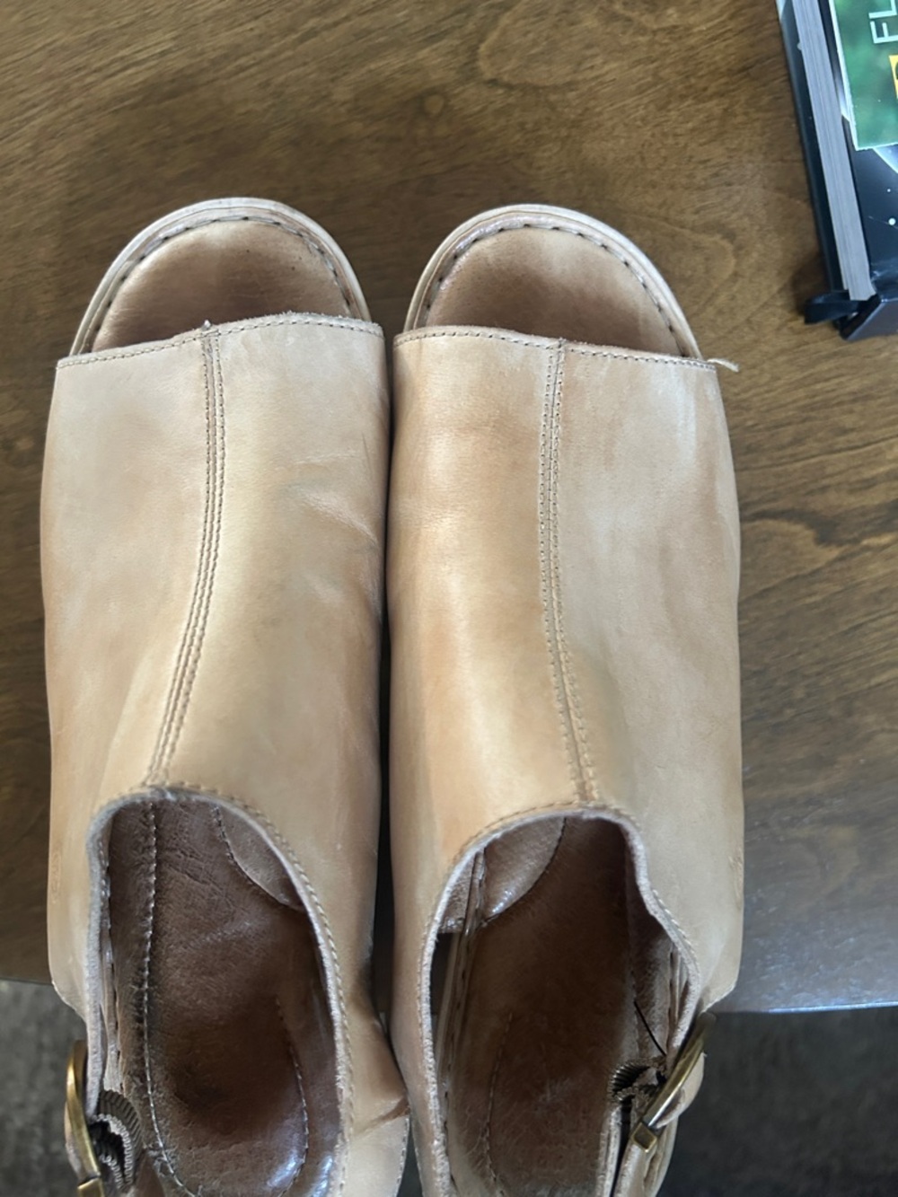 BORN Leather Wedge Slingback Sandals - Picture 7 of 8